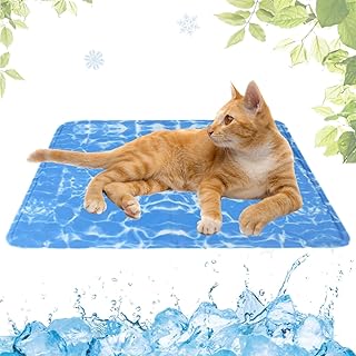 LEZUAN Kühlmatte Hunde mit Ungiftiges Gel, Selbstkühlende Hundematte Kratzfeste, Waschbar Kühlkissen für Haustiere, Langlebige Hund Kältematte, Perfekt für heißen Sommer(Wasserwellen,30x40cm) product image