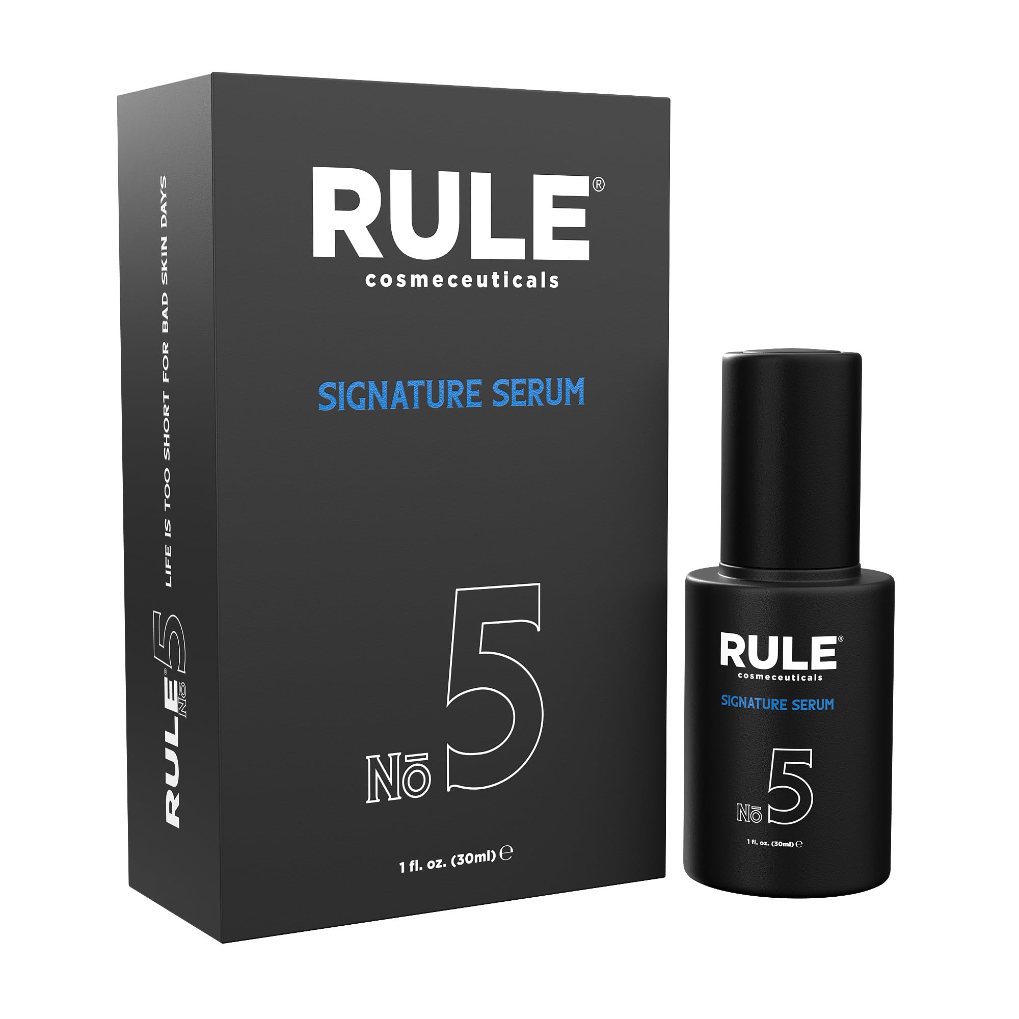 RULE Vitamin C Face Serum for Men with Hyaluronic Acid, Caviar & Niacinamide - Anti Aging Serum for Face Fine Lines, Wrinkles, Dark Spots, Brightening Skin - Antioxidant Facial Serum for Men, 1 Fl Oz