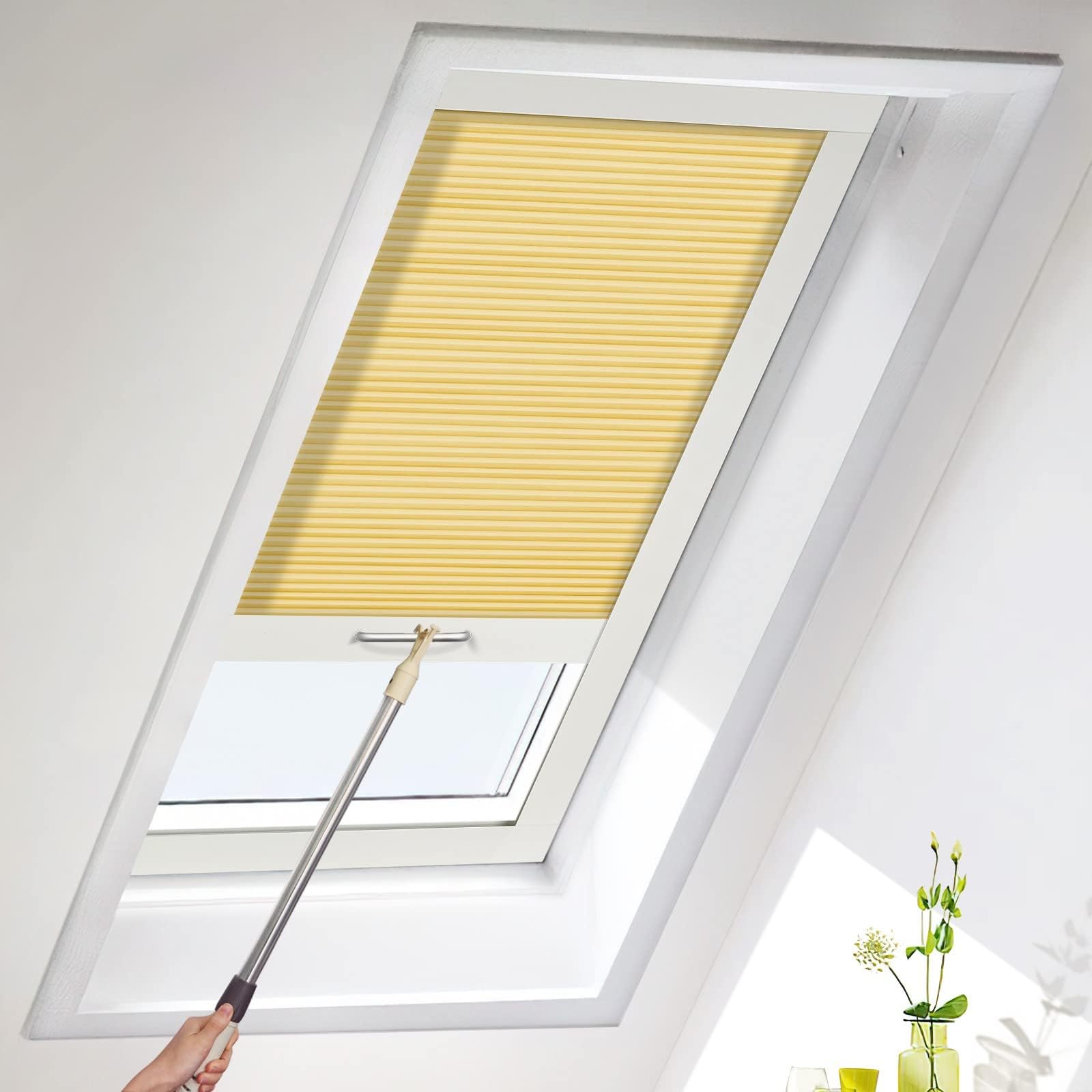 MiLin Skylight Shades, Skylight Blinds, Cordless Cellular Shades, Window Blinds Suitable for Roof Inclined Plane Room Windows - Custom Cut to Size, Light Filtering Loquat