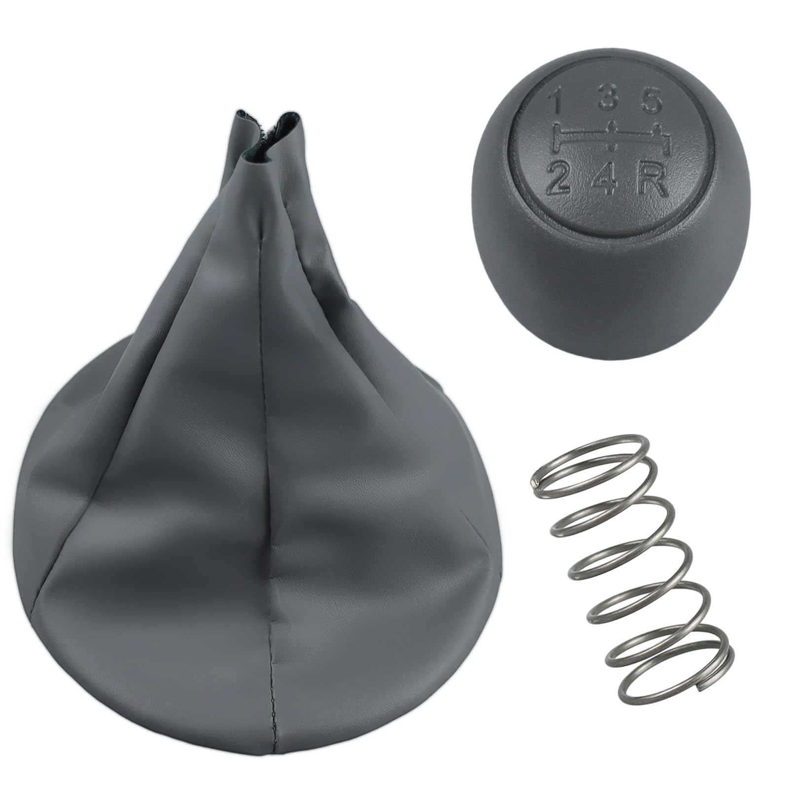 Cuffia Cambio e Pomello 5 Marce con Molla – Compatibile con Fiat Panda 169 2003-2011 – Kit Ricambio Leva Cambio Manuale Grigio