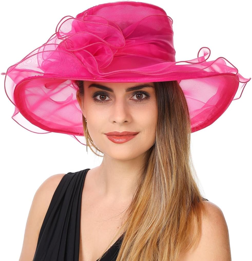 SAFERIN Women's Organza Church Fascinator Bridal Tea Party Wedding Hat - Image 6