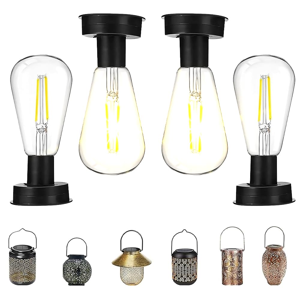 Ampoule Solaire Exterieur, 2 Pièces 8.5 cm Lampe Solaire Jardin Rechange, Lampe Solaire de Rechange avec Ampoule LED Brillante, Éclairage Solaire D'extérieur Décoration DIY (4PCS)