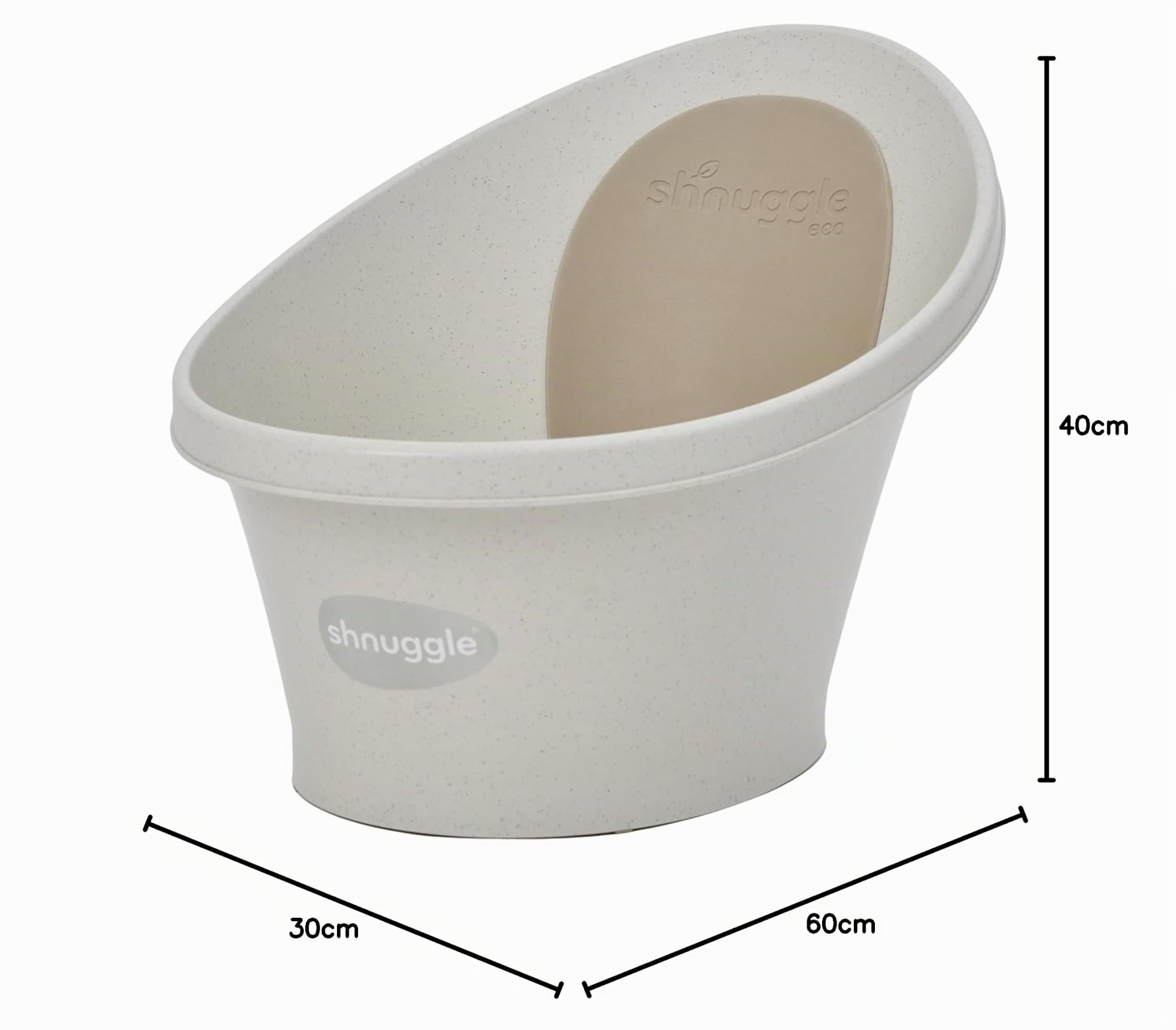 Shnuggle ECO - Bañera para bebé recién nacido | Material reciclado con refuerzo integrado y respaldo suave | Adecuado para recién nacidos | Incluye tapón de agua | Galletas y color crema