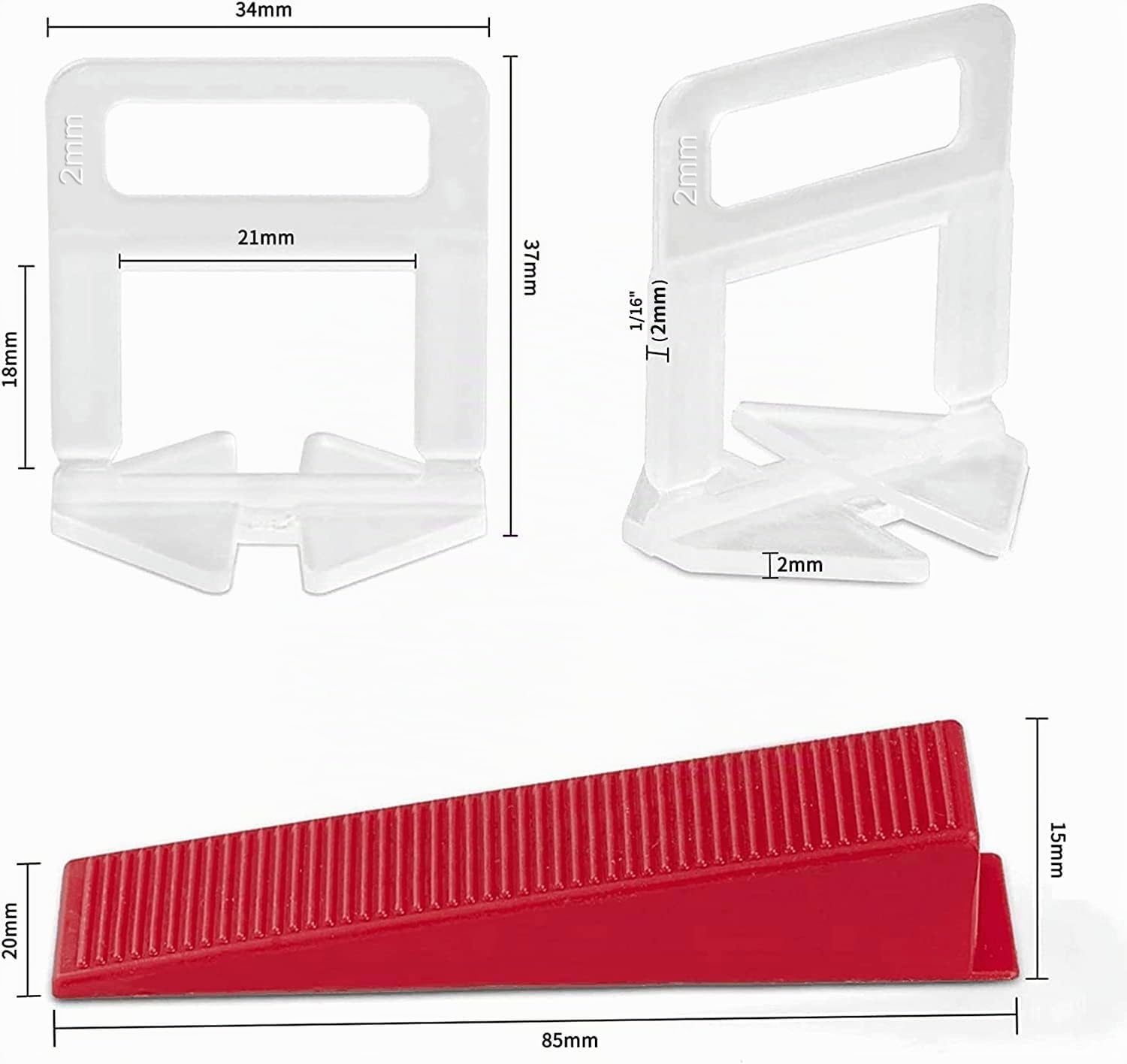 HEQUN Sistema di livellamento per piastrelle di 2 mm di larghezza della guarnizione,400 linguette di trazione,100pz cunei riutilizzabili set,sistema di livellamento per piastrelle spessore 3-12 mm