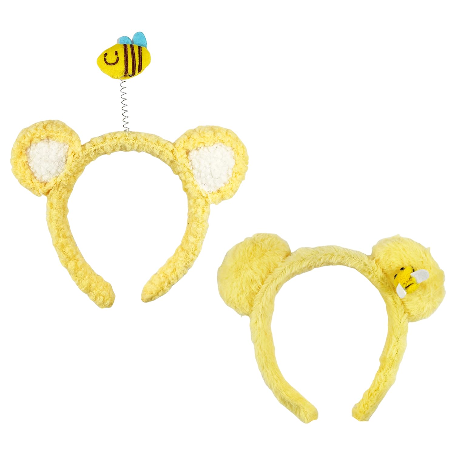 PLLDVEFD 2 Pieces Bee Headbands, Cute Plush Headbands, Fun Headbands, Creative Headbands, Suitable For Face Washing, Makeup, Parties.