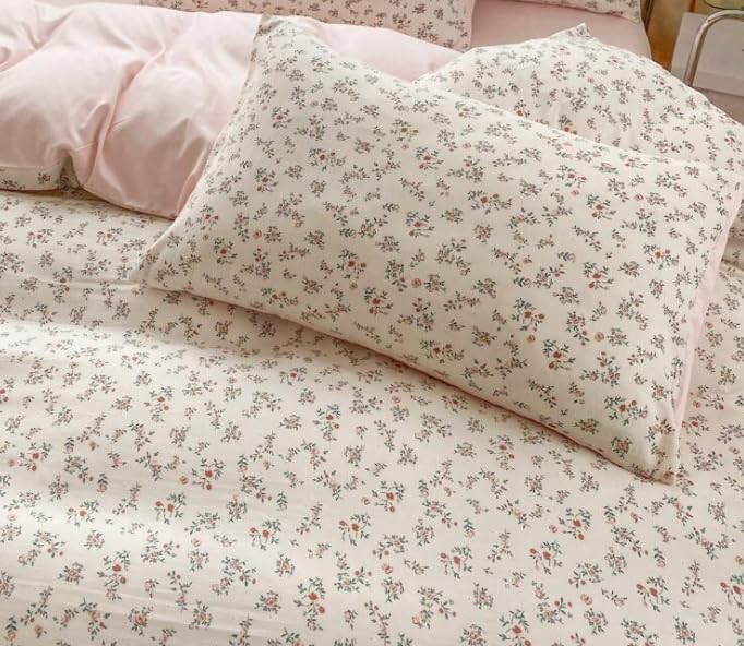 Image of Glace Cotton 220 TC Single Bedsheets Soft Breathable Fabric Elegent Design| Wrinklefree (Size-60 X 90 Inch) with 1 Pillow Covers (Size-17 X 27 Inches, Beige Flower)