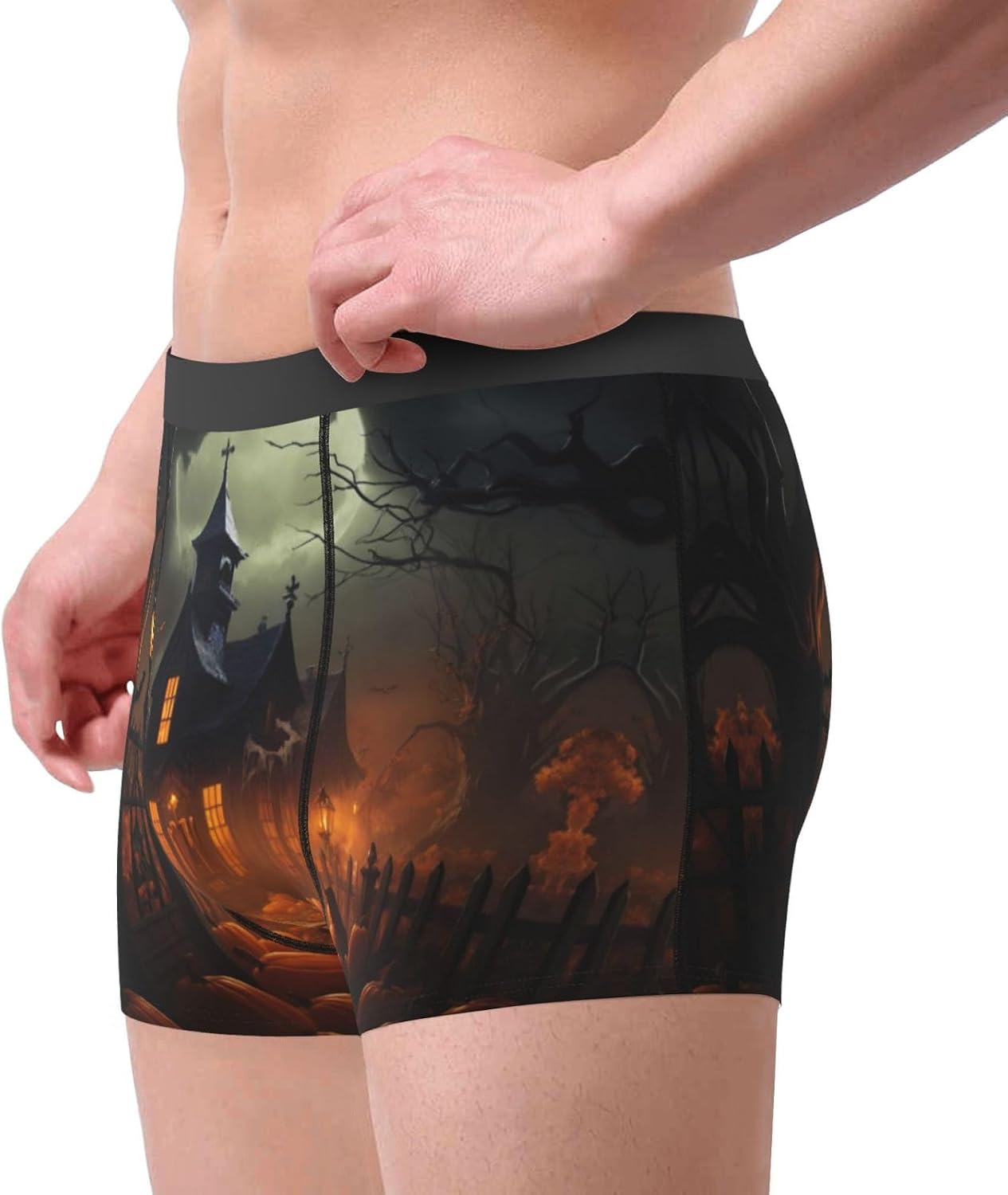 Scary Halloween print Men's boxers, men's stretch leggings shorts Soft breathable boxer underwear