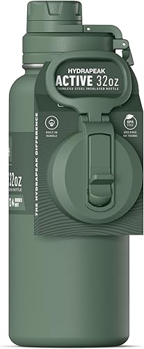 Miniatura 2 de Hydrapeak Botella de agua deportiva de 32 onzas con aislamiento y tapa con popote y para beber, a prueba de fugas y derrames, mantiene las bebidas