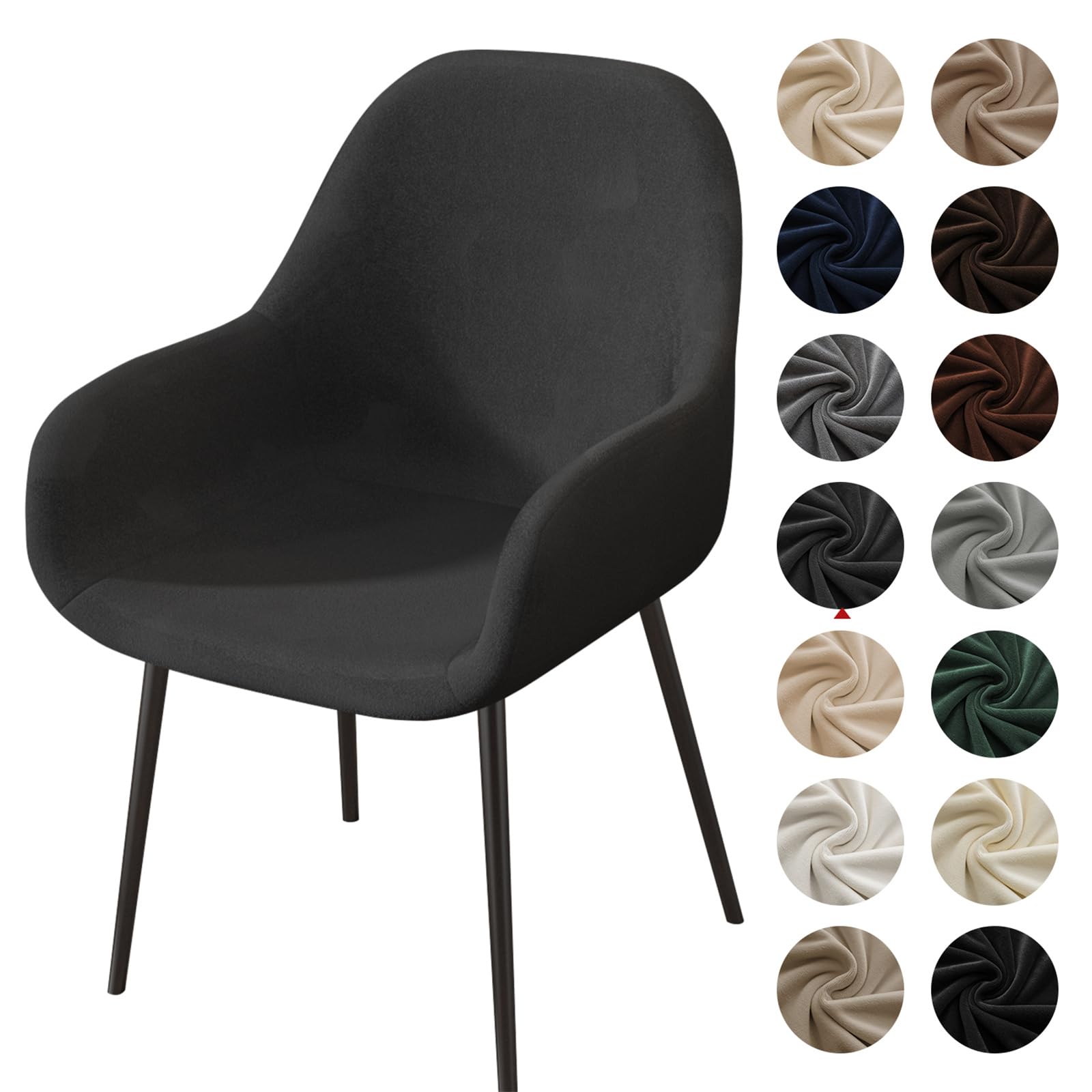 ZHUIYUAN Curved Back Chair Covers Dining Chairs Cover Velvet Soft Stretch Mid Century Modern Accent Chair Slipcover for Kitchen Living Room