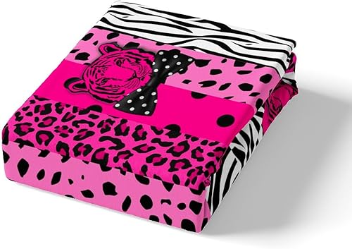 Miniatura 5 de Manfei Wild Tiger - Sábana bajera ajustable tamaño matrimonial, funda de cama con estampado de leopardo rosa con 2 fundas de almohada, juego de ropa