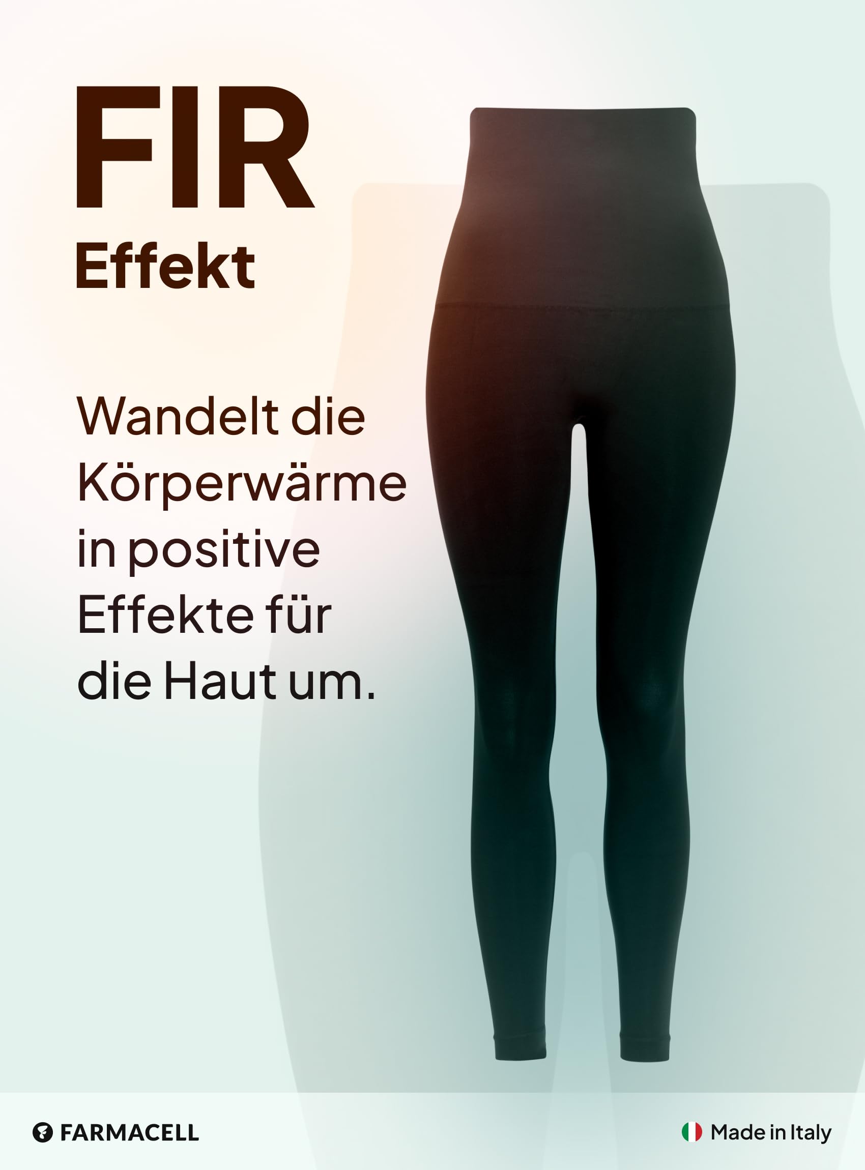FarmaCell Damen Shapewear Anti-Cellulite Leggings mit FIR-Effekt, Umklappbarem Bund, Made in Italy, 609Y