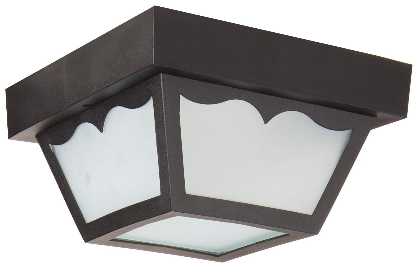 Nuvo SF77/863 Poly Frame Carport Flush Mount with Frosted Acrylic Panels, Black, Small