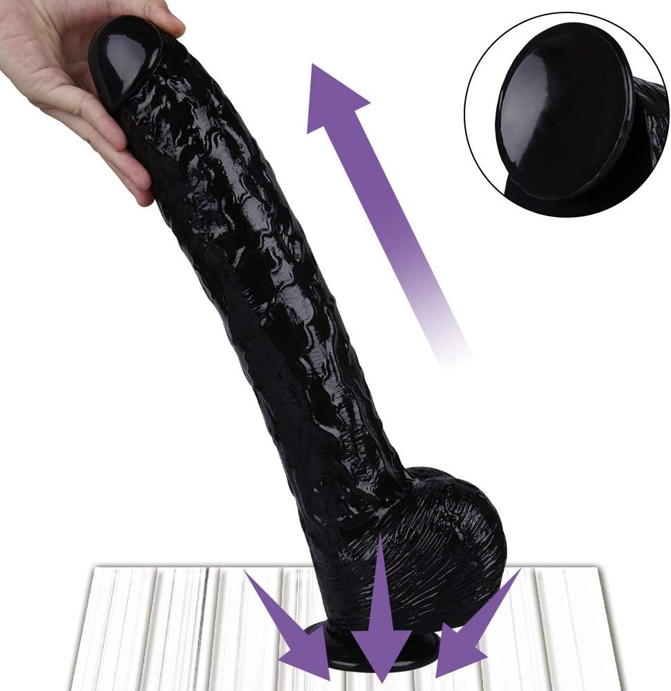 Dildo Realistic Dildo with Powerful Suction Cup Penis Replica Real Dong Anal Dildo Sex Toy for Couples(Black)