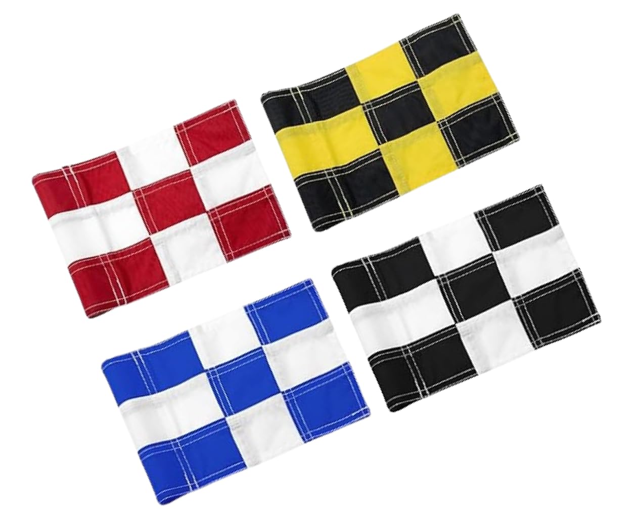 LUIVU Set of 4 Double Sided 8x6 Inches Checkered Golf Flag - Mini Practice Putting Green Flags for Yard in 420D Nylon - Small Banner Checkered with Tube Inserted - Standard Golf Flag for Backyard