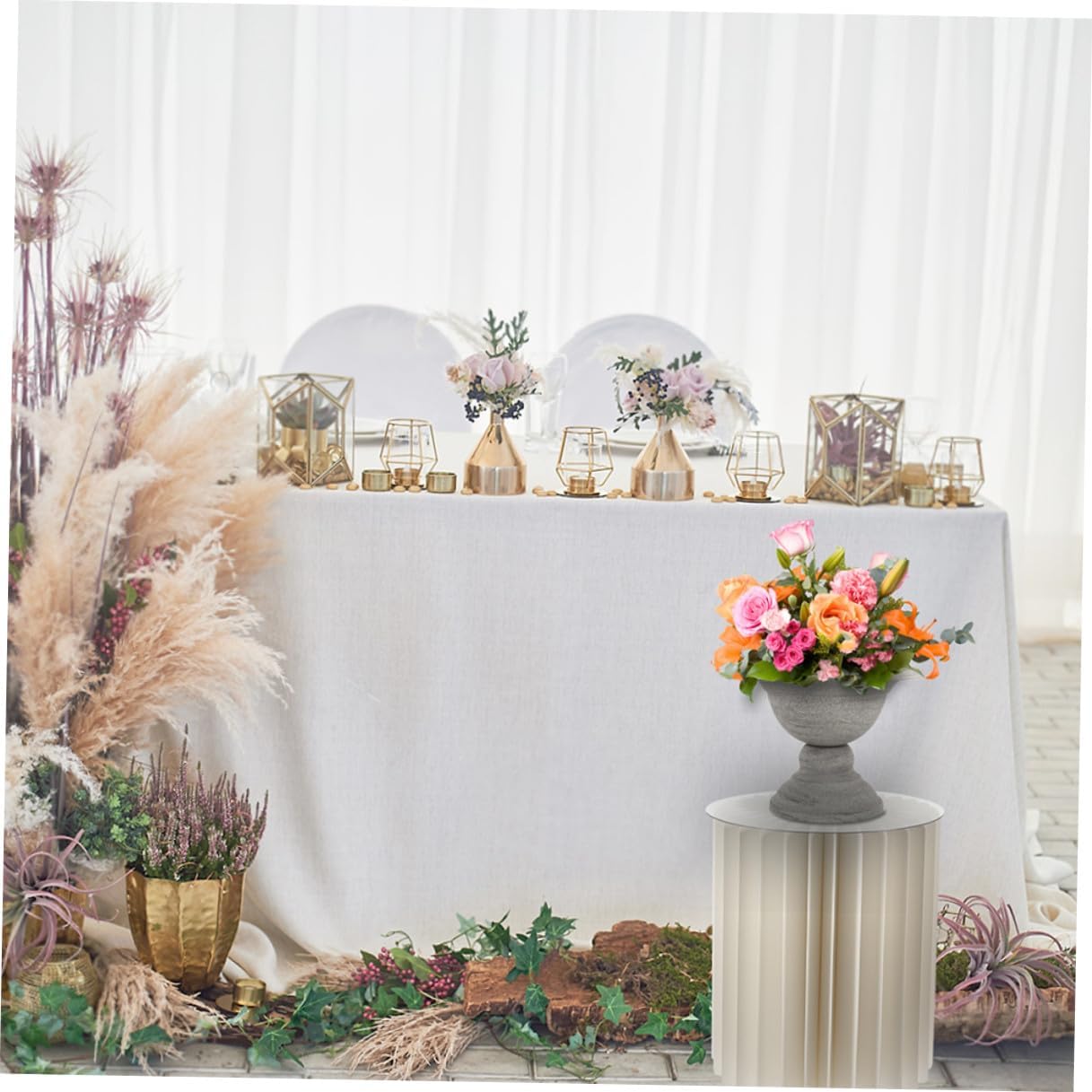 2pcs White Foldable Paper round Cylinder Pedestal Stands for Party Decoration, Cake Display, Wedding Centerpieces, 30cm Diameter X 20cm 40cm Height