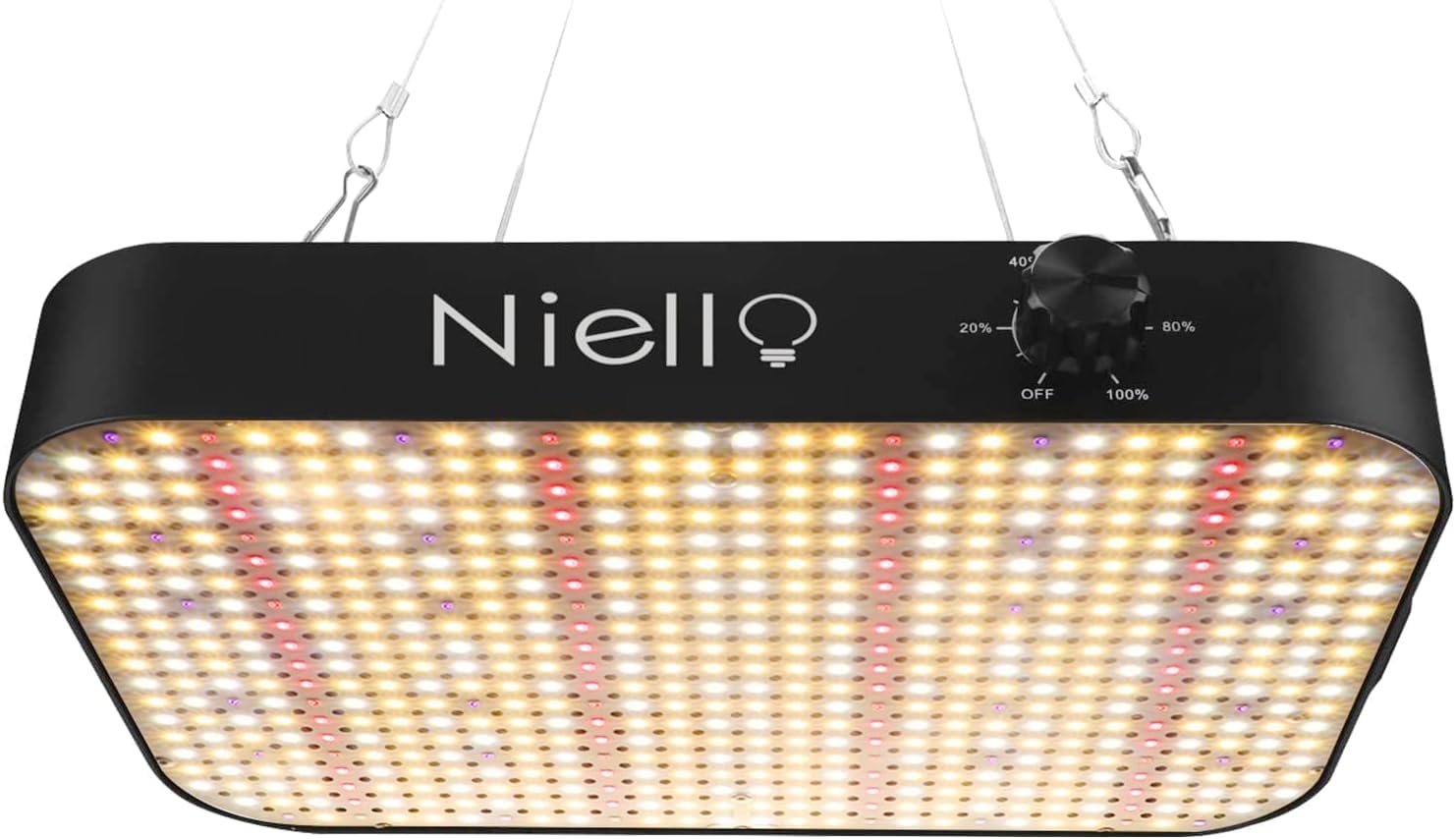 Niello Lampara LED Cultivo, 1200w Lámparas de Crecimiento with UV & IR, para plantas de interior, luz de planta de espectro completo con función regulable y en cadena para VEG, flores