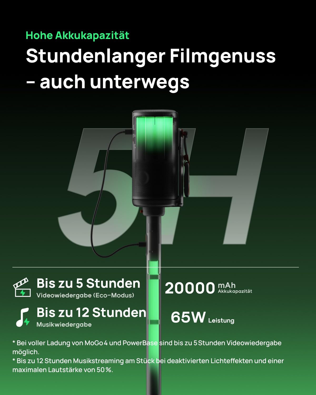 XGIMI PowerBase Standfuß, 2-in-1 Beamer Stativ & Powerbank für MoGo 4 | 5h Video-Akkulaufzeit, 12h Musik, schnelle Befestigung, leicht & tragbar für MoGo 4