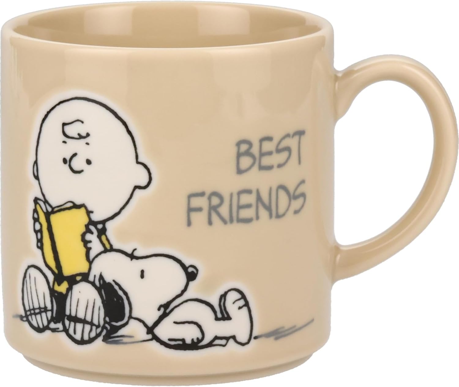 Yamaka Shoten Peanuts SN453-11 Peanuts Mug, Approx. 11.8 fl oz (350 ml), Microwave and Dishwasher Safe, Colorful Peanuts, Best Friends, Beige, Made in Japan