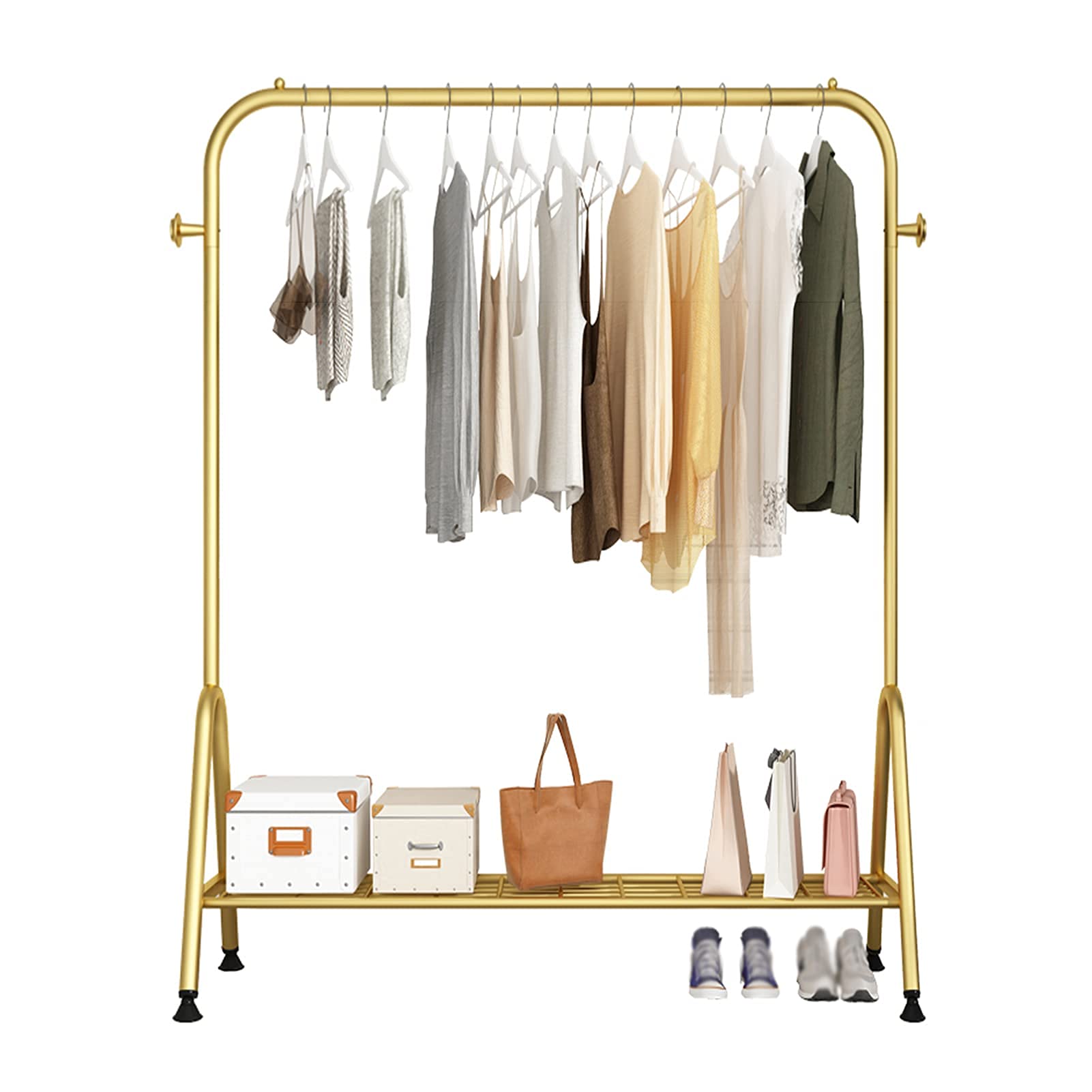 YNBSHGAA Metal Clothing Rack with Storage Shelf Garment Coat Display Stand for Bedroom Living Room Hallway 120cm,80cm
