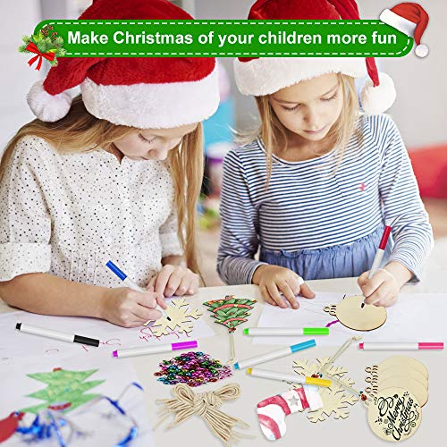 GOLRISEN 50 PCS Holzanhänger Weihnachten Weihnachtsbaumschmuck Holz Christbaumschmuck Bemalen Natur Weihnachtsdeko Basteln Christbaumschmuck aus Holz Selber Machen Baumschmuck Holz Anhänger
