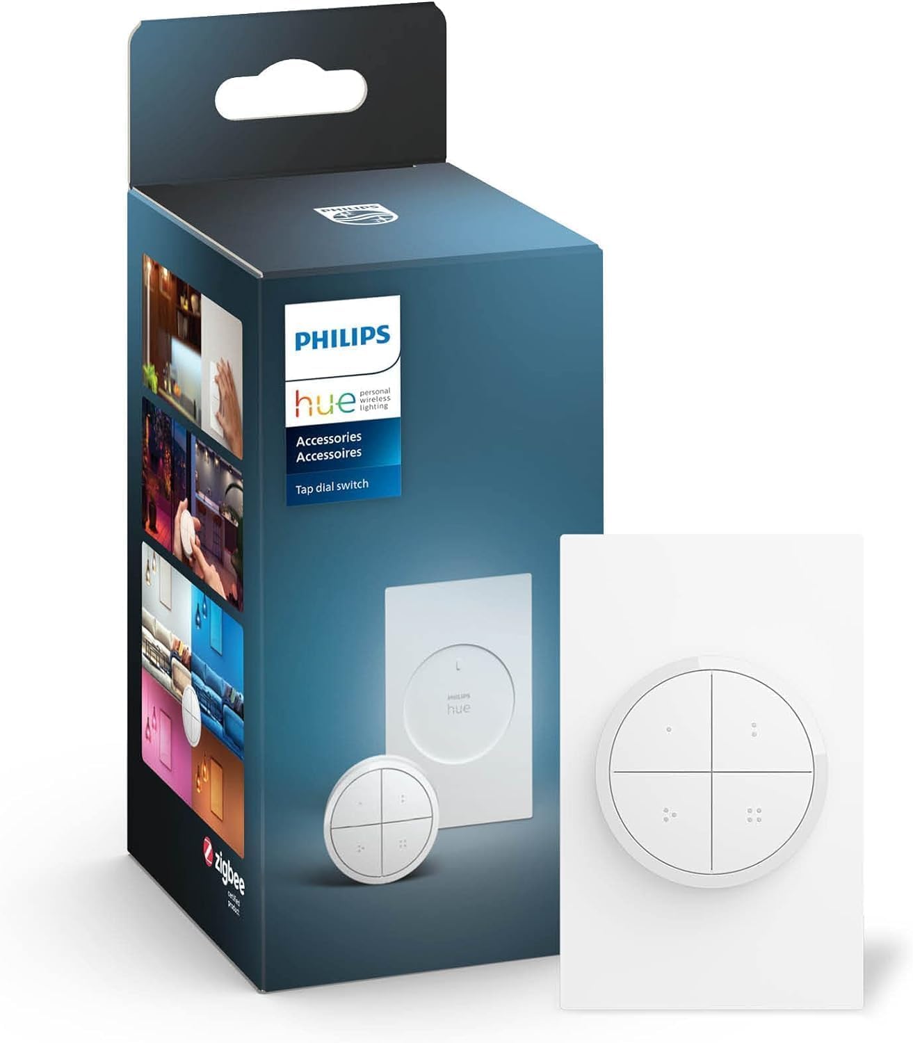 Wall Tap Dial Light Switch, Portable, White - 1 Pack - Requires Hue Lights and Hue Bridge - Smart Home - Easy, No-Wire Installation