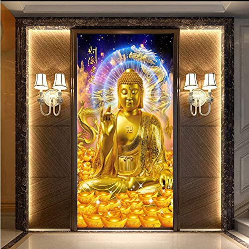 Diamond Painting Complet Bouddha Doré 40x80cm pour Décoration Murale Zen