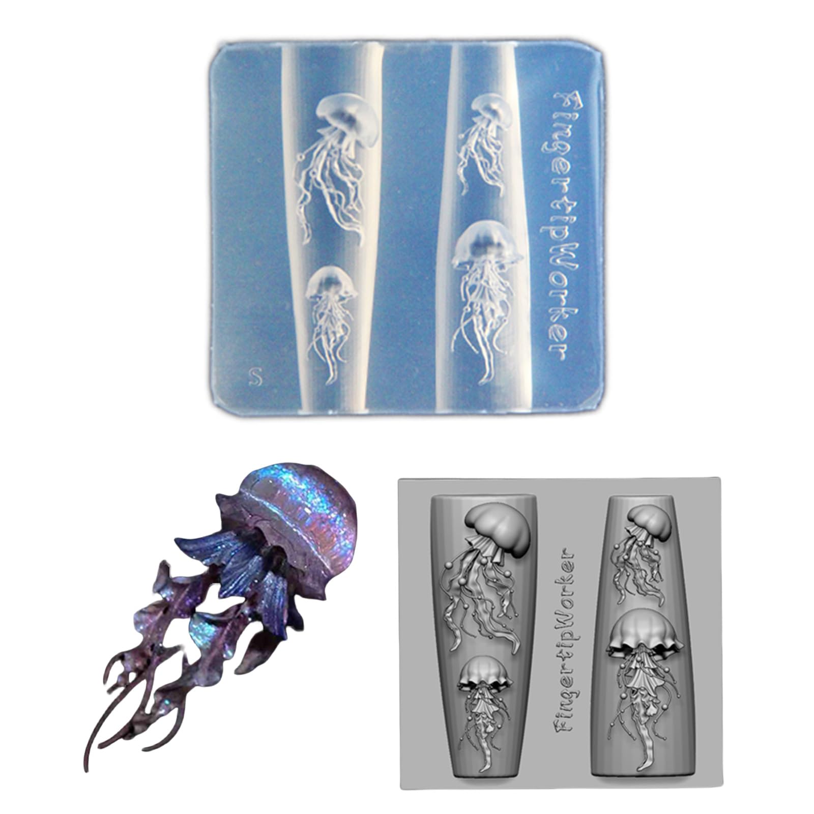 Unghie in silicone Modello di arte per decorazioni unghie in rilievo Meduse Accessori per unghie Stampo Pratico Strumento di goffratura per unghie