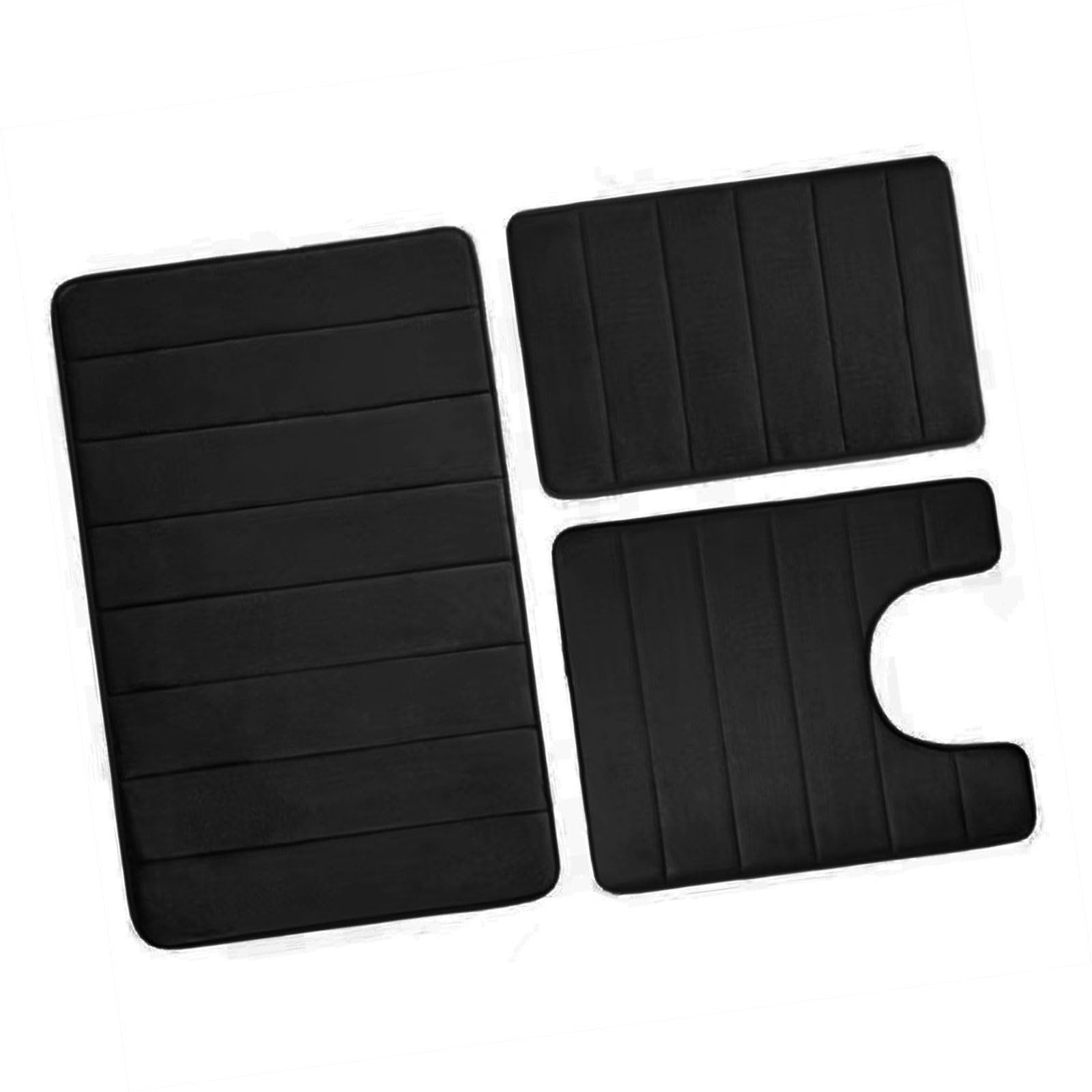 NEWFT Absorbent Flannel Bathroom Rug Set NonSlip Bath Mats Washable for Salon and Shower Flannel Bath Rug