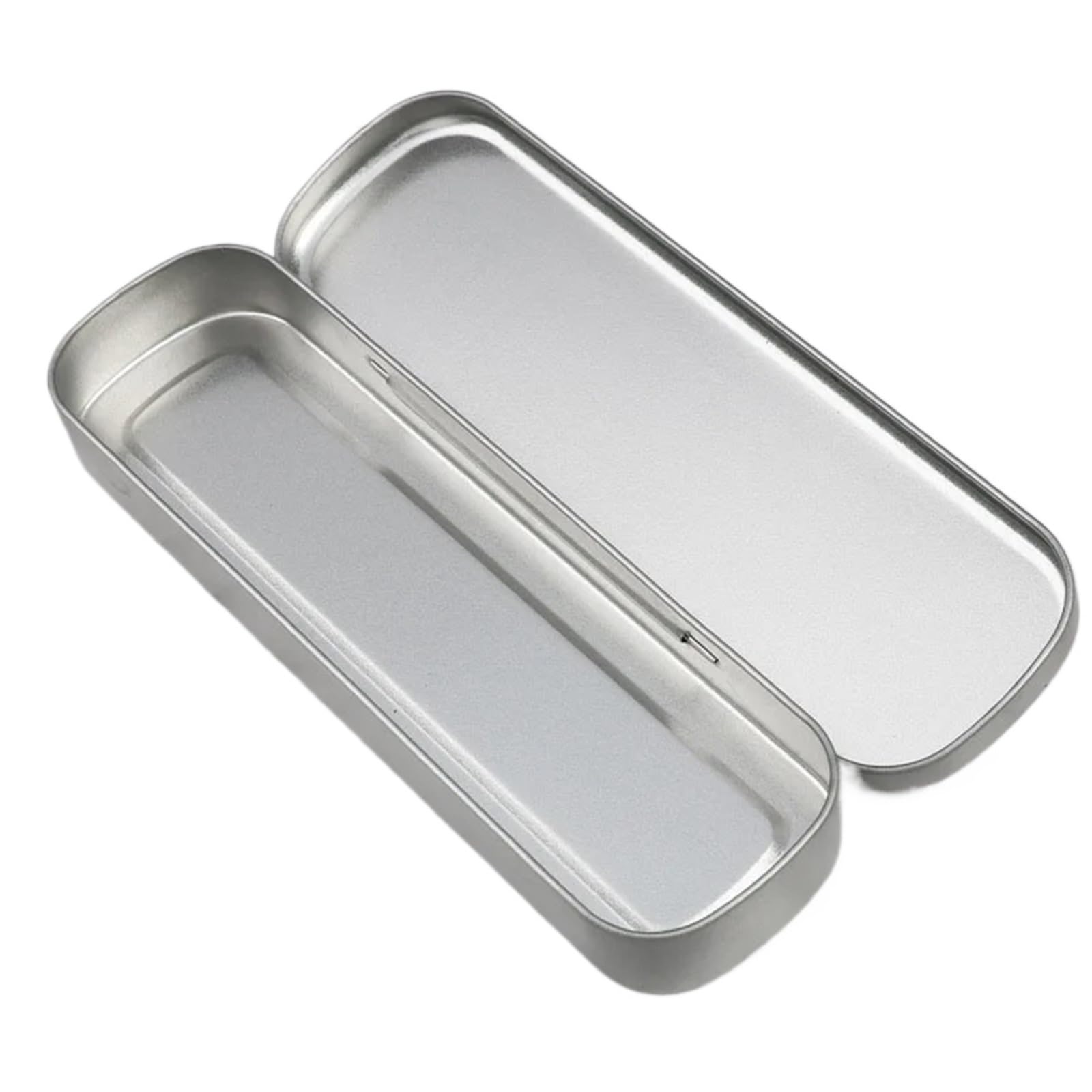 ZHSOAO 2pcs Metal Pencil Box Tin School Supplies Pen Holder Empty Hinged Stainless Steel Rectangular For Makeup for Pen(Color 2)
