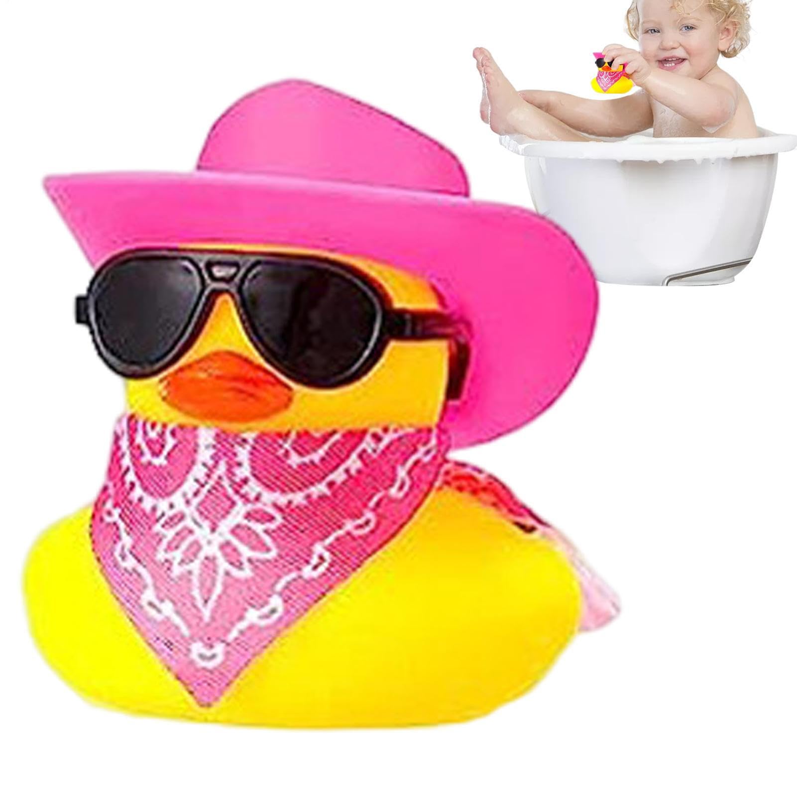 Rubber Duck With Cowboy Hat, Cowboy Rubber Duck , RubberDuck CarOrnaments, Goody Bag Filler, Small RubberDuck CarAccessories For Beach Swimming Pool Party Car Decor