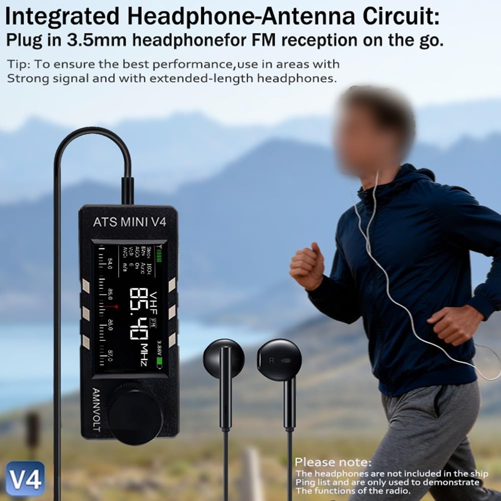 V4 ATS SI4732 Récepteur radio DSP pleine bande AM FM LSB USB avec puce ESP32-S3 écran couleur IPS 1,9" circuit Hi-Z pour mini radio (ABS)