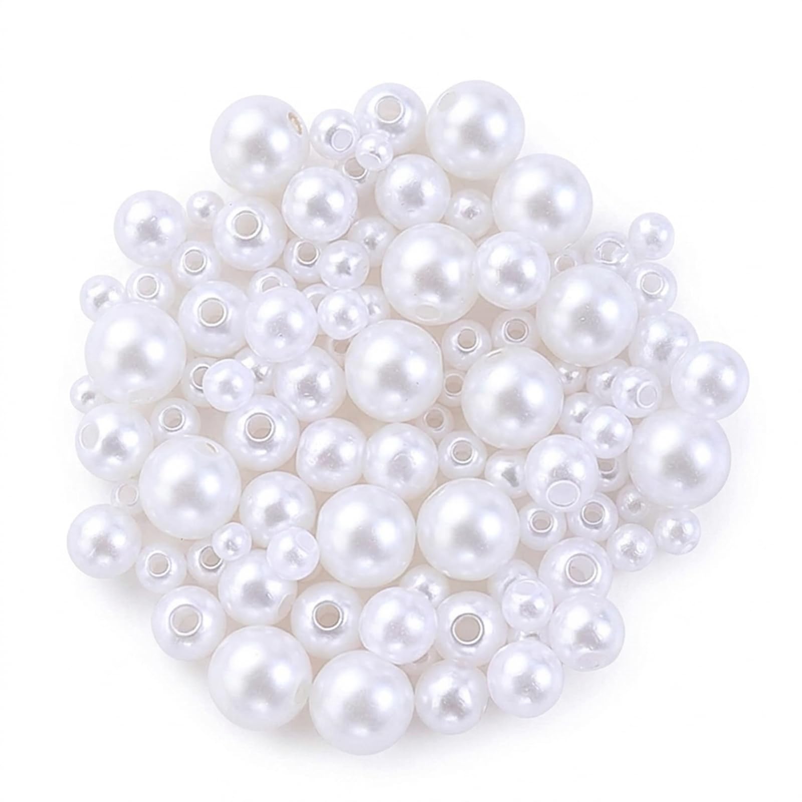 700Pcs Pearl Beads for Crafting, 3-10mm Mixed Round Beads, Faux Fake Pearls for DIY Jewelry Making, Hair Accessorie Crafts Christmas Decorations Table Scatter Art Projects (White)