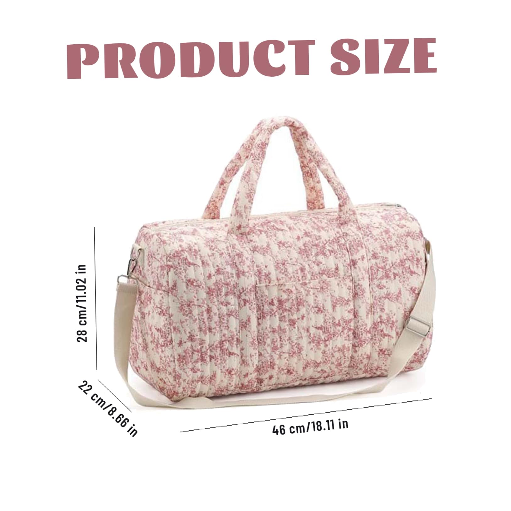 Borsone da viaggio, 18x8.7x11 Borsa da viaggio portatile con motivo floreale morbido con tracolla per viaggi all'aperto Donne Ragazze, Decorazione