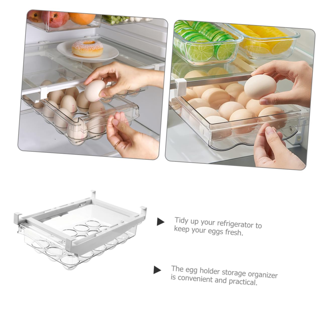 Organizador de Huevos para Refrigerador, Caja de 15 Huevos Abs Pet | Gran Capacidad, Almacenamiento para Cocina y Nevera, Ayuda a Evitar Golpes y Roturas