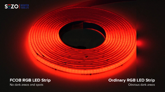 Image of SEZO WS2811 IC RGB COB LED Strip Addressable 720LEDs /M DC24V 12mm Width 9.8FT Chasing Color High Density CRI 90+ IP30 FCOB RGB LED Tape for Home Decor DIY (No Adapter & Controller)
