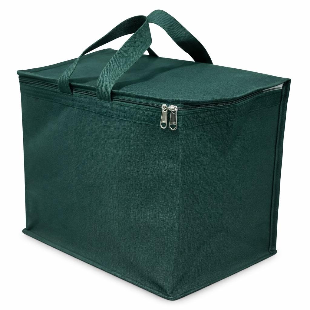 Extra Large Storage Bag with Zipper Closure | Foldable Multipurpose Organizer with Strong Handles & 4 Thread Stitching | Durable Fabric Clothes Storage Bag for Blanket, Saree, Bedding & Travel (Green)-image-8