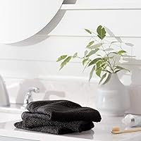 Vista 7 de Yaxa Basics Toallas de algodón para la cara, suaves, absorbentes, paquete de 12, color negro, 12 x 12 pulgadas