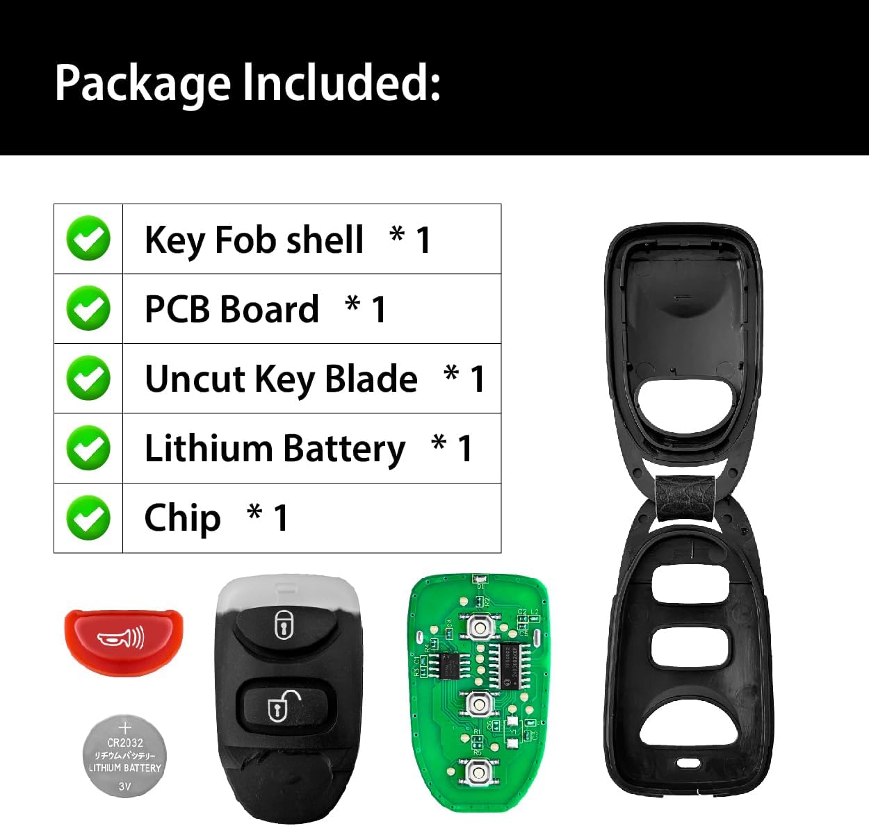 Replacement for 2012 2013 2014 Hyundai Accent Key Fob Remote Control TQ8RKE-3F01 3 Buttons 315MHz