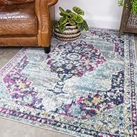 Elegant Modern Style: Super soft pile, unique style, hot pink, light blue and grey mottled distressed rugs, perfect for any room in the house, from the kids' room to the hallway, bathroom or dining room. Pet Friendly & Kid Friendly: Made with stain r...