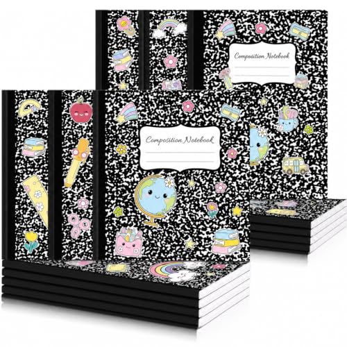 8 Pack Black Marble Composition Notebooks...