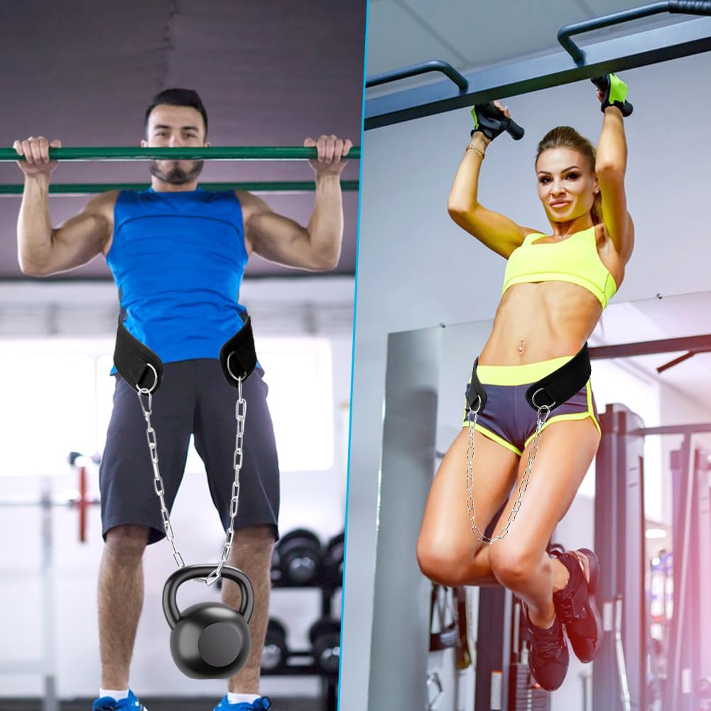 Dip-Gürtel mit 86,4 cm robuster Kette, Gewichthebergürtel oder Klimmzüge, Powerlifting, Kniebeugen und Bodybuilding, Tragkraft von 250 kg - 295 kg