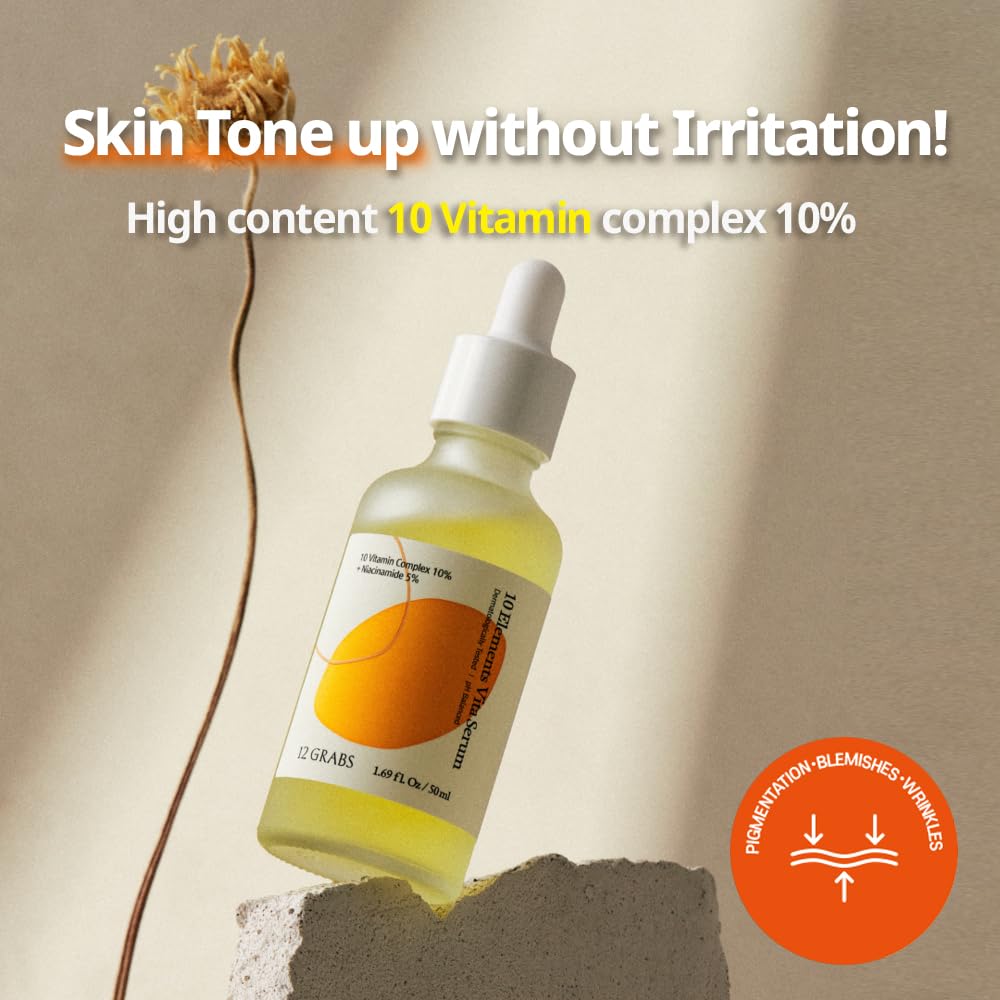 Shift4 10 Elements Vita Serum 50ml ┃ Vitamin Complex 10 Percent ┃ Niacinamide 5 Percent ┃ Daily Soothing Facial Serum ┃ For Sensitive Skin ┃ Non Irritating pH Balanced Skincare