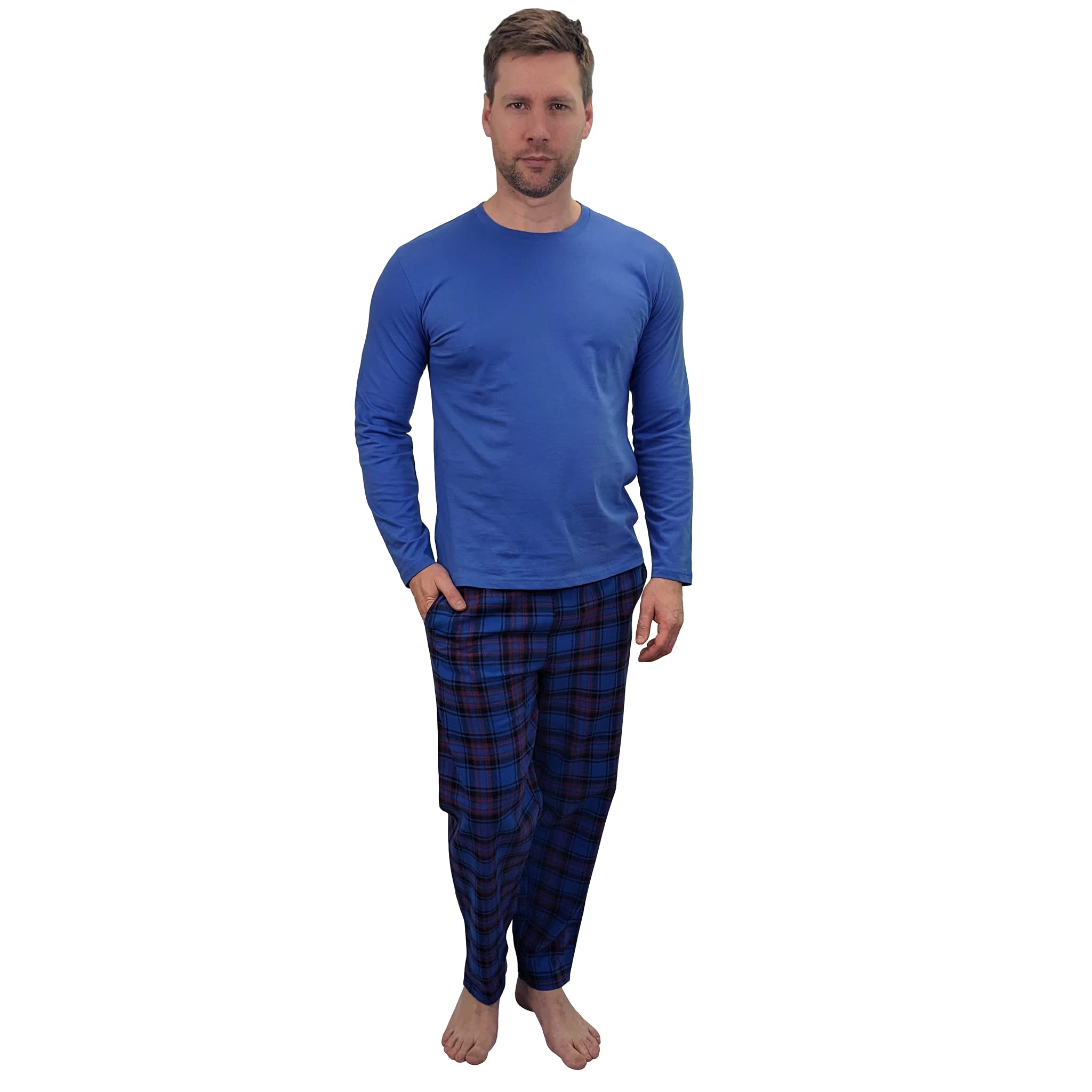 kruxader Men's Pyjama Set | 100% Cotton PJs | with Pants & Long Sleeve Top with Dragon Pattern | Elastic Waistband and Drawstring, blue, XXL-picture-31