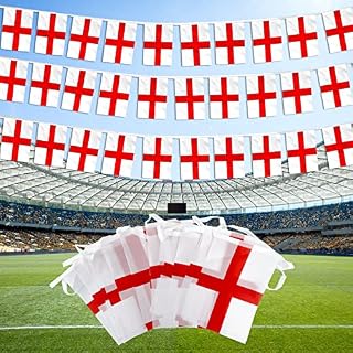 RMMD® St George Flags St George Bunting Flags 5m×3 England Rectangular Flag Buntings 60 PCS Double Sided England Bunting Banner for Home Street St George Party Decorations
