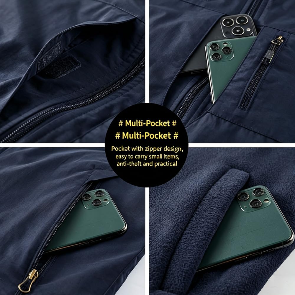 Gilet tattico leggero da uomo senza maniche con multi tasca | Gilet da viaggio casual foderato in pile, vestibilità ampia, con cerniera intera, per golf, viaggi, pesca, escursionismo