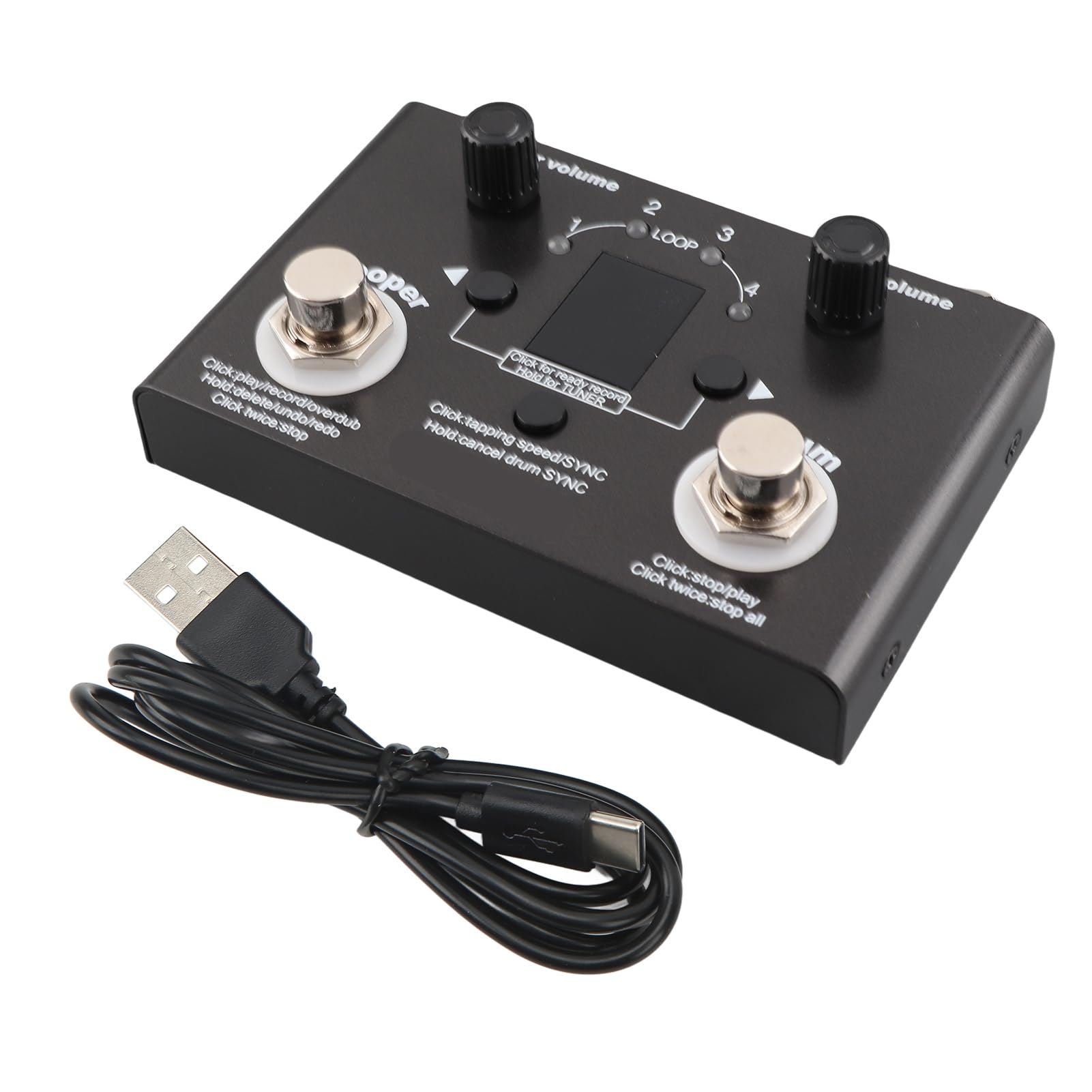 Pedale Drum Loop, Lungo Tempo Registrazione 4 Slot Memoria, Pedale Effetto Metallico, for Musicisti Batteristi Home Studio Live Performance