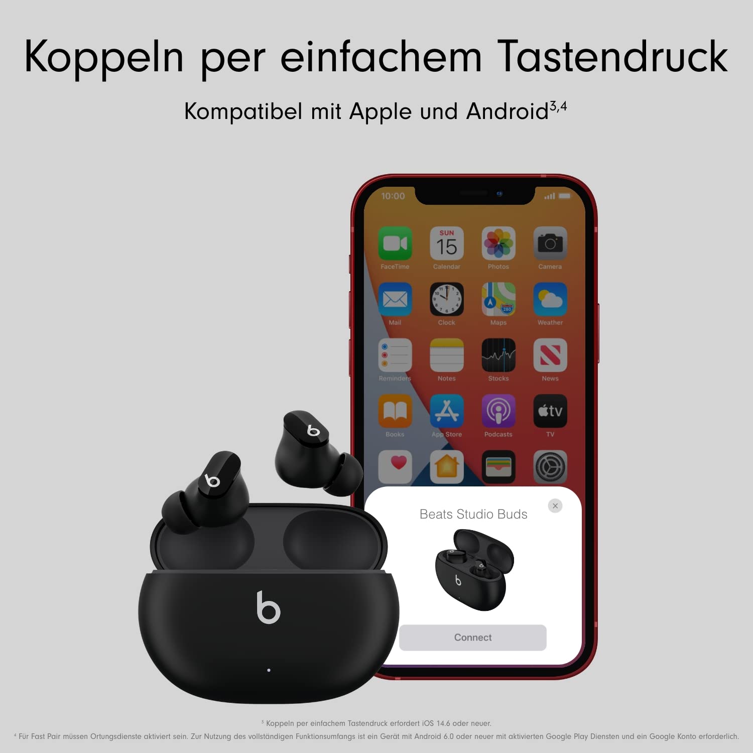 Beats Studio Buds – Komplett kabellose Bluetooth In-Ear Kopfhörer mit Noise-Cancelling – schweißbeständige, kompatibel mit Apple und Android, integriertes Mikrofon – Schwarz (Vorgängerversion)