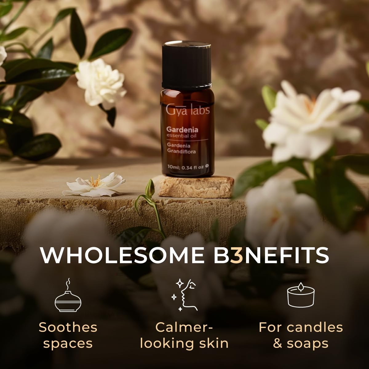 Gya Labs Gardenia Essential Oil - 0.34 Fl Oz - for Hair, Skin, Diffuser, Aromatherapy & DIY Candle Making Scent