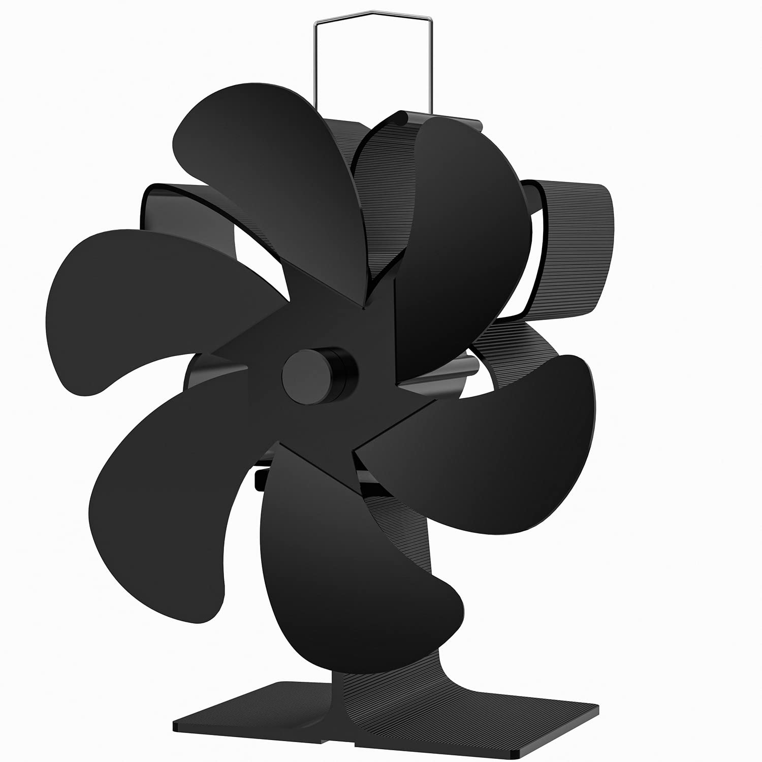 UZIMOO Fireplace Fan without Electricity, 6 Blades Stove Fan for Fireplace, Quiet Operation, Heat-Powered Fan with Thermometer, Heat Powered Fireplace Fan for Wood/Fireplace