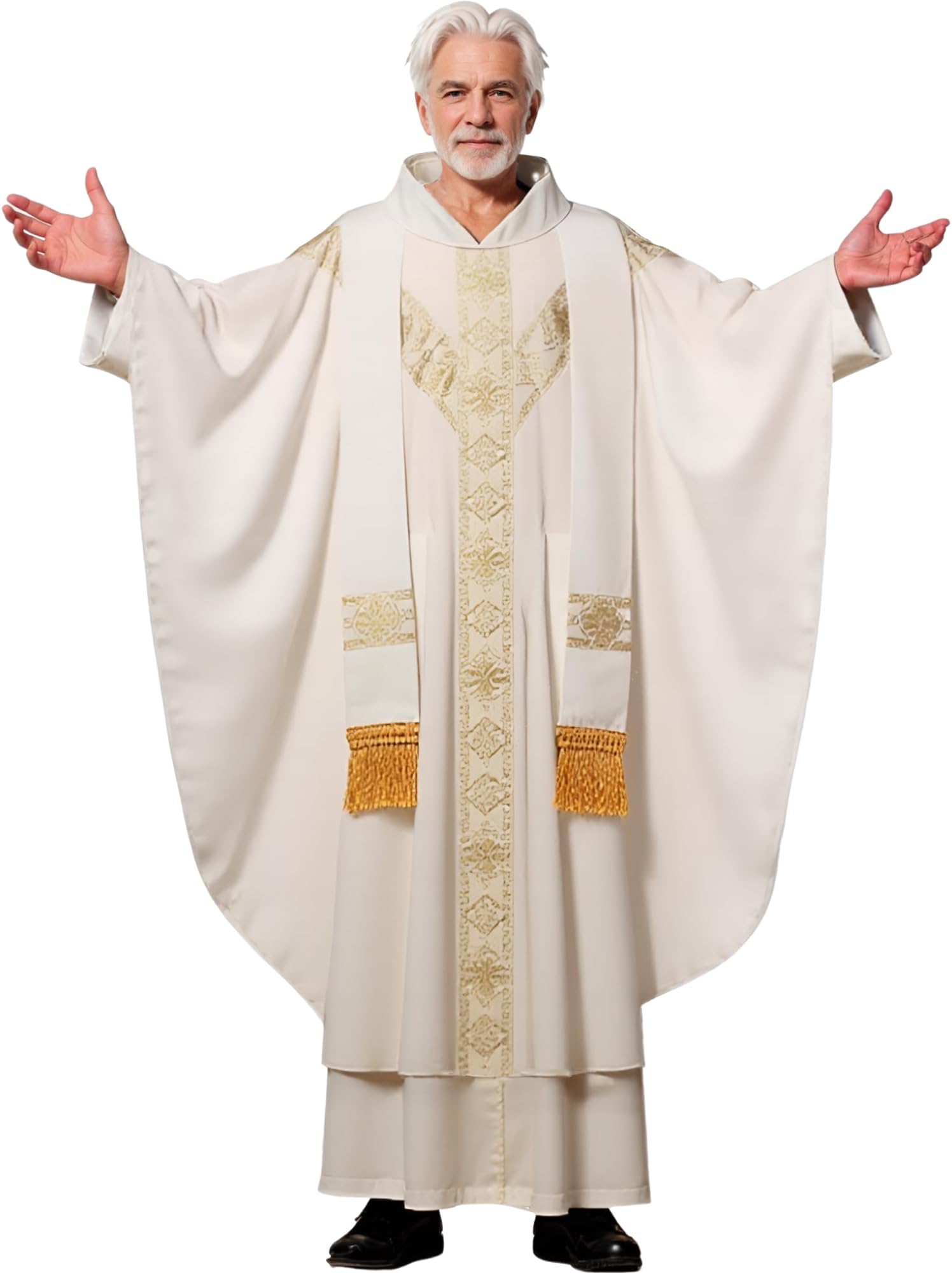 FAD-4U Church Catholic Priest Chasubles Vestments for Church Mass Vestments Robe with Stole